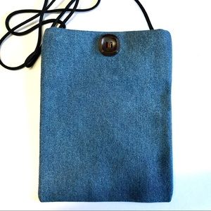 New Handmade Denim Crossbody Bag, Med. Wash, 9”x7”